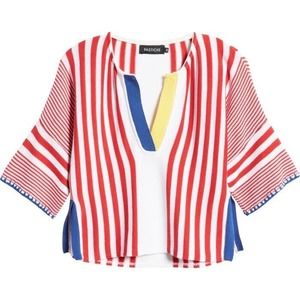 NWOT Pastiche Womens Joe Stripe Intarsia Knit Crop Top Medium‎ Side Vents Loose